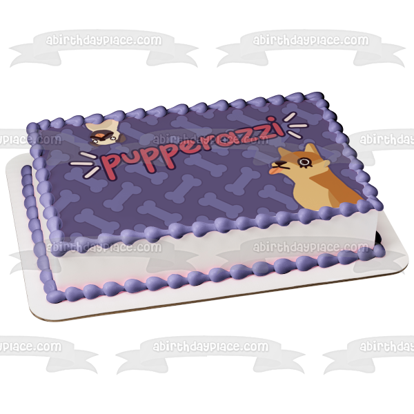 Pupperazzi Two Dogs and Dog Bones Edible Cake Topper Image ABPID55466 Supply