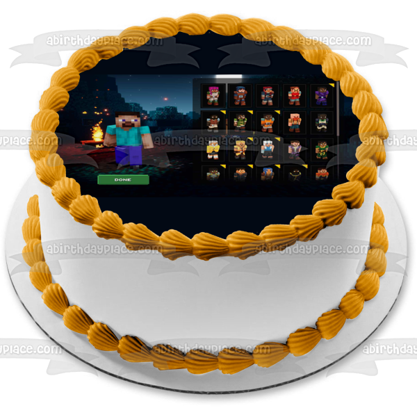 Minecraft Dungeons Steve and Other Assorted Skins Edible Cake Topper Image ABPID55485 For Discount