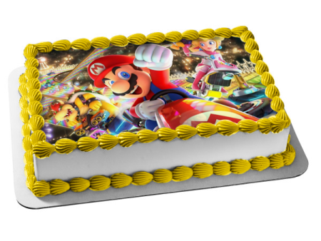 Mario Kart 8 Bowser Princess Peach Edible Cake Topper Image ABPID55445 Sale