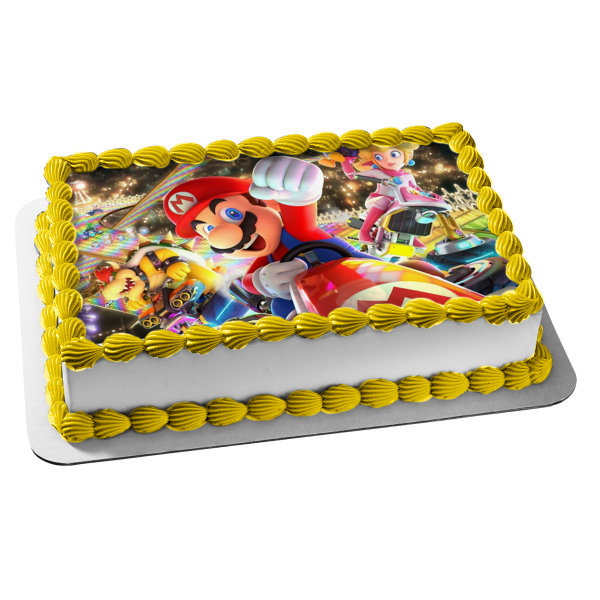 Mario Kart 8 Bowser Princess Peach Edible Cake Topper Image ABPID55445 Sale