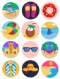 Summer Beach Vacation Flip Flops Coconuts Hammocks Edible Cupcake Topper Images ABPID55548 For Sale