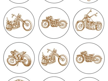 Vintage Classic Motorcycles Edible Cupcake Topper Images ABPID55585 Sale