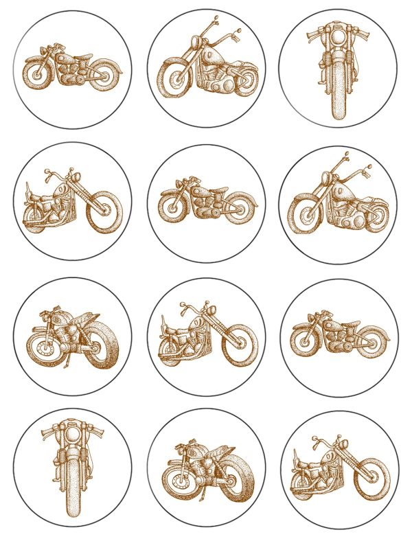 Vintage Classic Motorcycles Edible Cupcake Topper Images ABPID55585 Sale