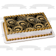 Gold and Black Peacock Feathers Pattern Edible Cake Topper Image or Strips ABPID55559 Online now