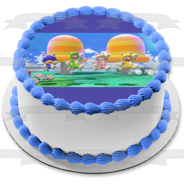 Super Mario 3D World Luigi Princess Peach Toad Edible Cake Topper Image ABPID55428 Sale