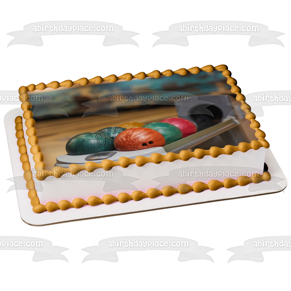 Ball Rack at a Bowling Alley Bowling Balls Edible Cake Topper Image ABPID55491 For Cheap