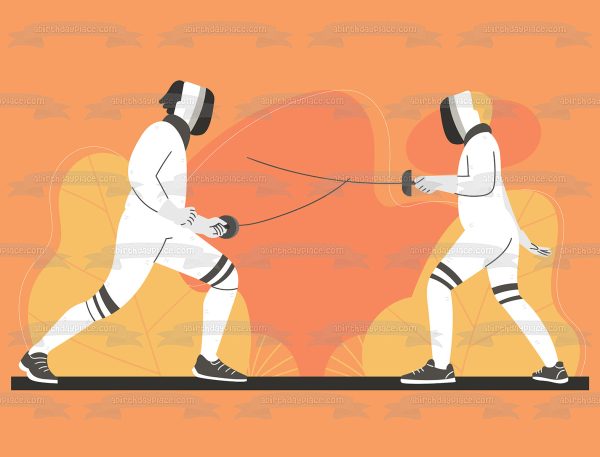 Fencing Sport Illustration Edible Cake Topper Image ABPID55556 Discount