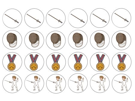 Fencing Items  Face Mask Saber Gold Medals Edible Cupcake Topper Images ABPID55555 on Sale