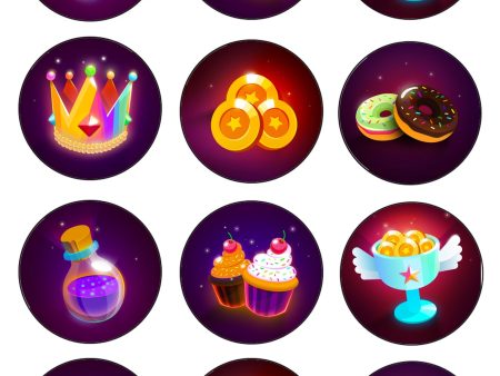 Game Icons Birthday Loot Crowns Cupcakes Donuts Edible Cupcake Topper Images ABPID55527 Supply