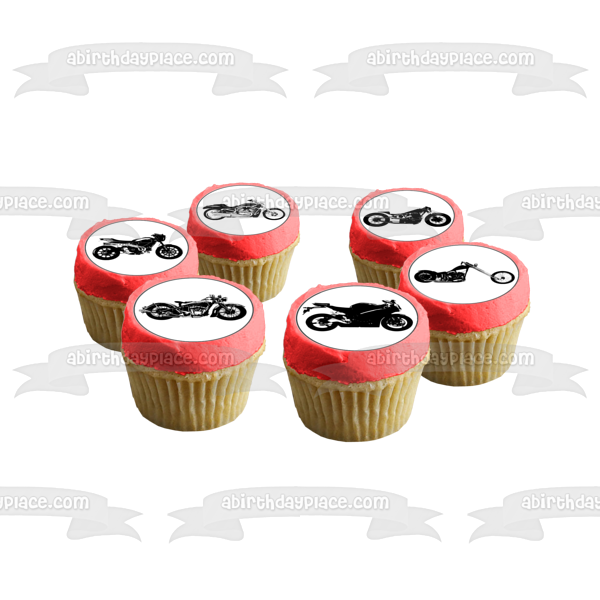 Vintage Motorcycle Silhouettes Edible Cupcake Topper Images ABPID55587 Discount