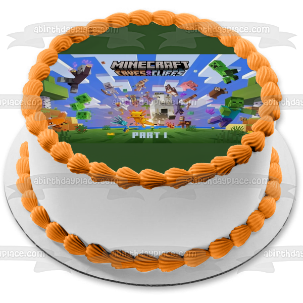 Minecraft Caves & Cliffs Creeper Goat Glow Squid Edible Cake Topper Image ABPID55483 on Sale