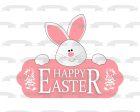 Happy Easter Pink and White Bunny Edible Cake Topper Image ABPID55775 Fashion