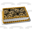 Gold and Black Peacock Feathers Pattern Edible Cake Topper Image or Strips ABPID55559 Online now