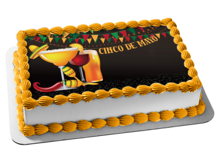 Happy Cinco De Mayo Margaritas and Beer Edible Cake Topper Image ABPID55779 Sale