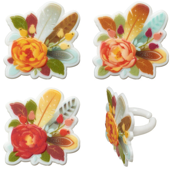 Flowers & Feathers Cupcake Rings Online