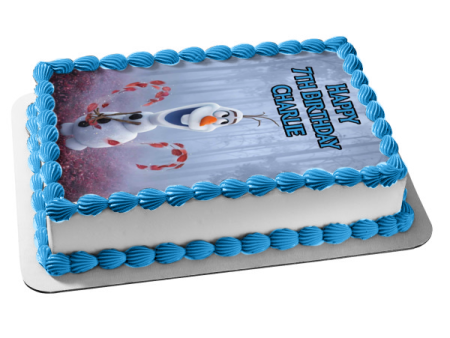 Frozen II Olaf Happy Birthday Personalized Edible Cake Topper Image ABPID50668 Fashion