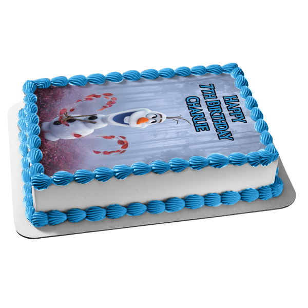 Frozen II Olaf Happy Birthday Personalized Edible Cake Topper Image ABPID50668 Fashion