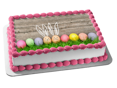 Happy Easter Colorful Easter Eggs Edible Cake Topper Image ABPID55777 Hot on Sale