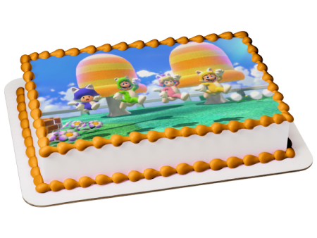 Super Mario 3D World Luigi Princess Peach Toad Edible Cake Topper Image ABPID55428 Sale