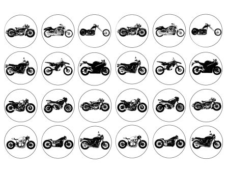 Vintage Motorcycle Silhouettes Edible Cupcake Topper Images ABPID55588 Online