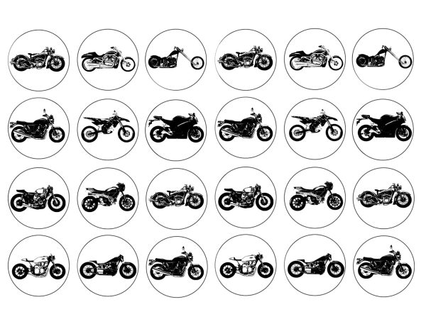 Vintage Motorcycle Silhouettes Edible Cupcake Topper Images ABPID55588 Online