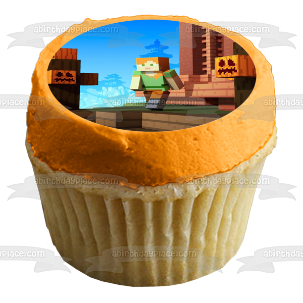 Minecraft Alex Jack-O-Lanterns Edible Cake Topper Image ABPID55533 Hot on Sale