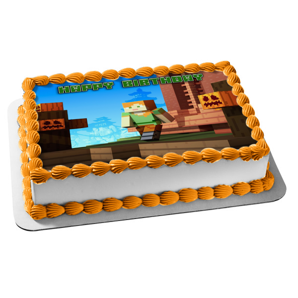 Minecraft Alex Jack-O-Lanterns Edible Cake Topper Image ABPID55533 Hot on Sale