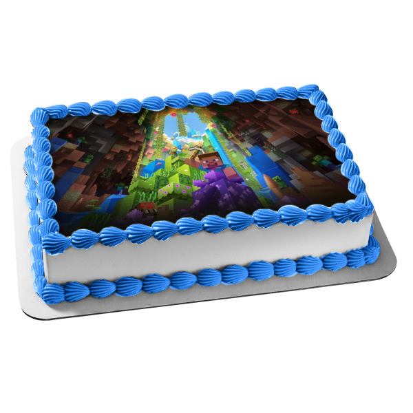 Minecraft Caves & Cliffs Steve Edible Cake Topper Image ABPID55481 Fashion