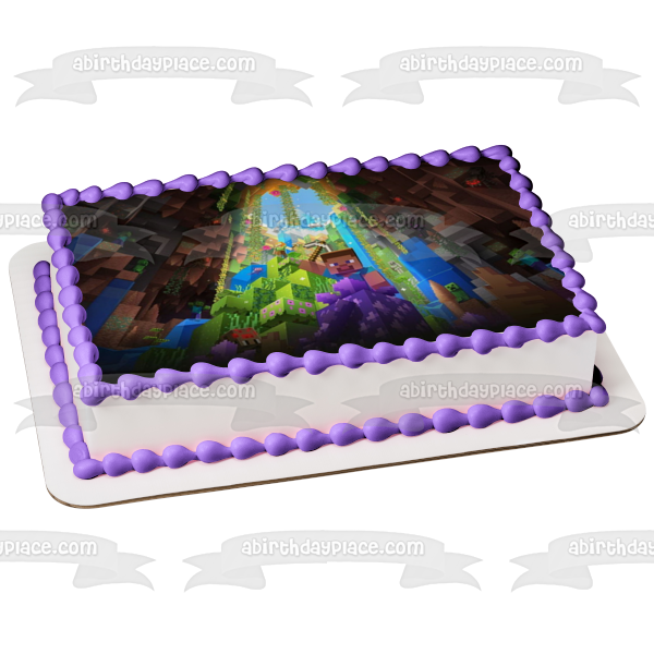 Minecraft Caves & Cliffs Steve Edible Cake Topper Image ABPID55481 Fashion