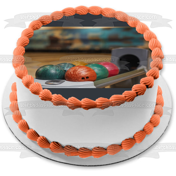 Ball Rack at a Bowling Alley Bowling Balls Edible Cake Topper Image ABPID55491 For Cheap