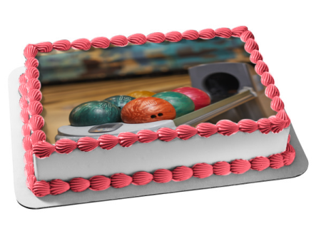 Ball Rack at a Bowling Alley Bowling Balls Edible Cake Topper Image ABPID55491 For Cheap