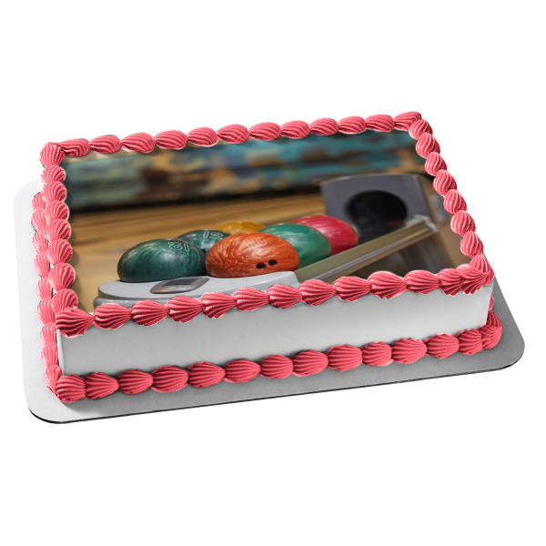 Ball Rack at a Bowling Alley Bowling Balls Edible Cake Topper Image ABPID55491 For Cheap