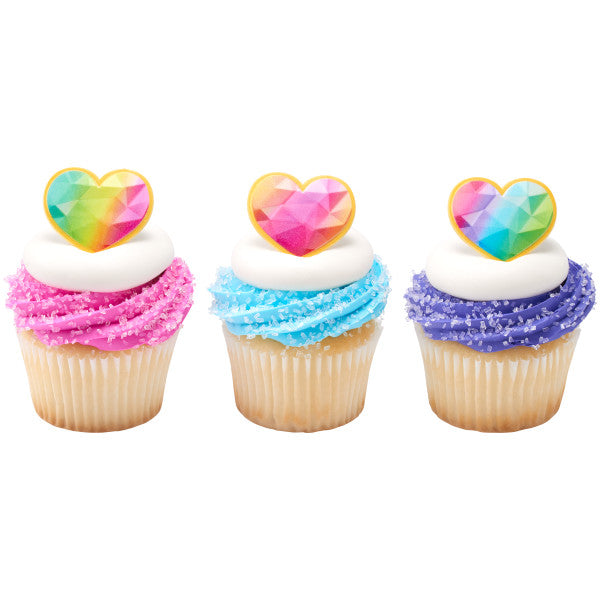 Rainbow Prism Heart Cupcake Rings For Sale