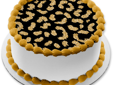 Gold and Black Leopard Cheetah Print Edible Cake Topper Image or Strips ABPID55558 Online Hot Sale