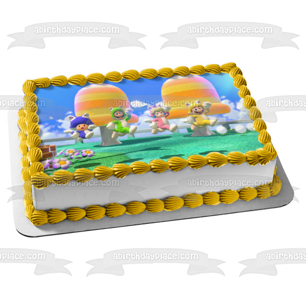 Super Mario 3D World Luigi Princess Peach Toad Edible Cake Topper Image ABPID55428 Sale