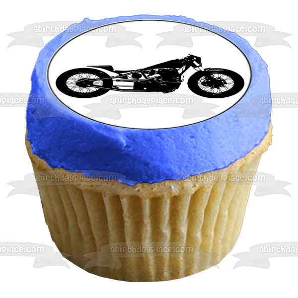 Vintage Motorcycle Silhouettes Edible Cupcake Topper Images ABPID55587 Discount