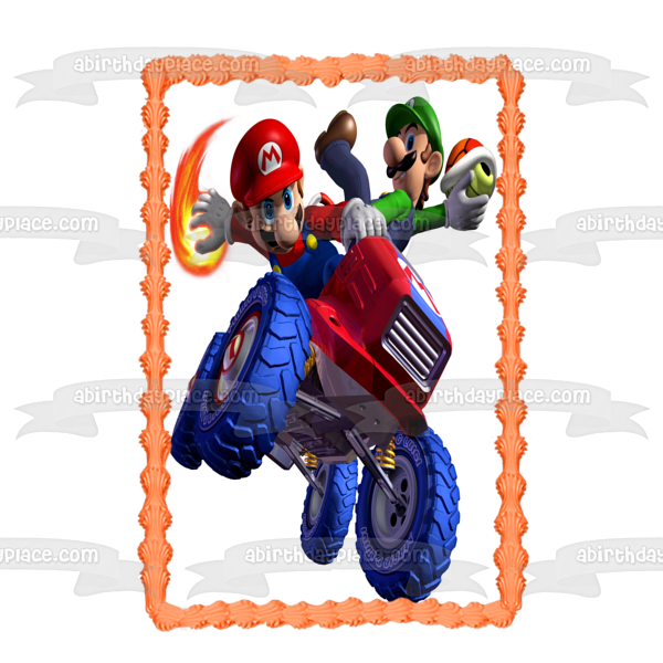 Mario Kart 8 Luigi and Mario Edible Cake Topper Image ABPID55446 For Sale