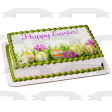 Happy Easter Colorful Eggs and Flowers Edible Cake Topper Image ABPID55772 Online