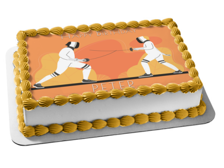 Fencing Sport Illustration Edible Cake Topper Image ABPID55556 Discount