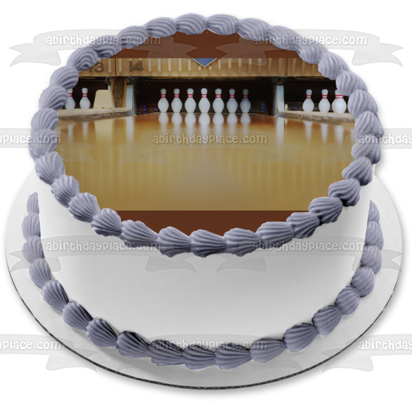 Bowling Pins on a Bowling Alley Edible Cake Topper Image ABPID55493 Fashion