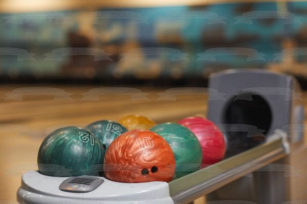 Ball Rack at a Bowling Alley Bowling Balls Edible Cake Topper Image ABPID55491 For Cheap