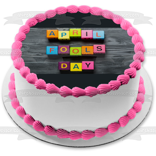 Happy April Fools Day Colorful Blocks Edible Cake Topper Image ABPID55767 Online Sale