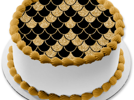 Gold and Black Scales Pattern Edible Cake Topper Image or Strips ABPID55560 Online