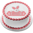 Happy Easter Pink and White Bunny Edible Cake Topper Image ABPID55775 Fashion