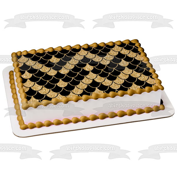 Gold and Black Scales Pattern Edible Cake Topper Image or Strips ABPID55560 Online