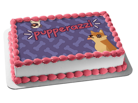 Pupperazzi Two Dogs and Dog Bones Edible Cake Topper Image ABPID55466 Supply