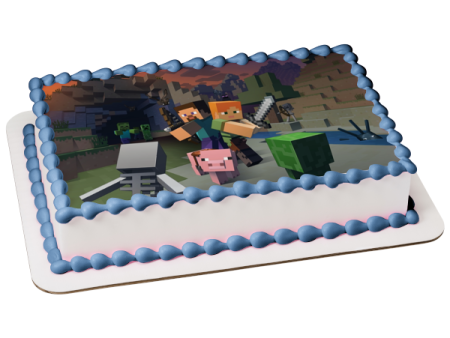 Minecraft Caves & Cliffs Jane Steve Pig Edible Cake Topper Image ABPID55482 Online