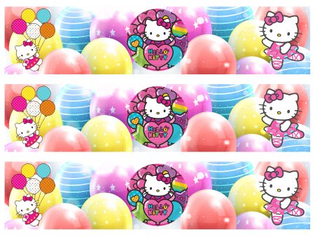 Hello Kitty Ballerina Balloons Stars Edible Cake Topper Image Strips ABPID55562 on Sale