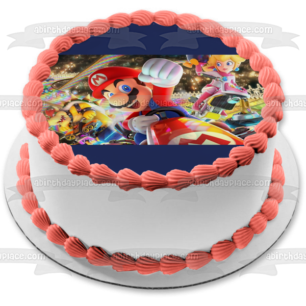 Mario Kart 8 Bowser Princess Peach Edible Cake Topper Image ABPID55445 Sale