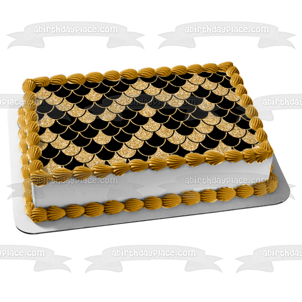 Gold and Black Scales Pattern Edible Cake Topper Image or Strips ABPID55560 Online